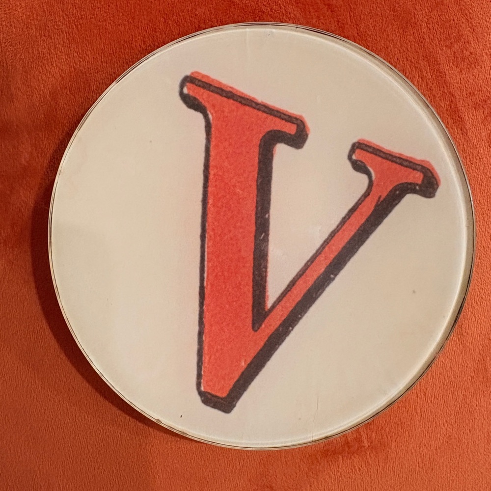 John Derian decoupage Vintage Style Red V plate 5”